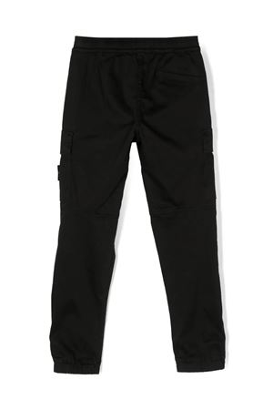 black cotton trousers STONE ISLAND KIDS | 801631212V0029